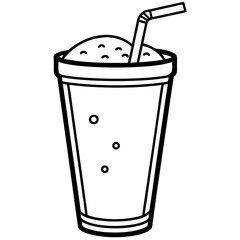 Elegant Smoothie Glass Outline Vector