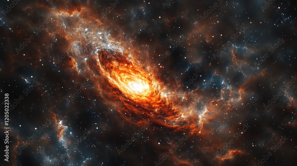 Canvas Prints a supermassive black hole surrounded by a dense field of stars and glowing gas, creating a colorful 