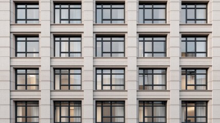 Obraz premium Modern Building Facade with Symmetrical Windows and Glass Design
