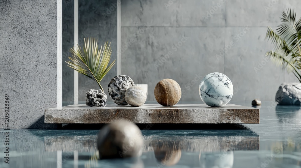 Leinwandbilder geometric and irregular elements forming a balanced arrangement modern minimalist studio 3d render c