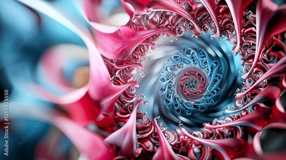 Fototapete dynamic swirling patterns abstract art digital creation vibrant colors close-up perspective shift fo