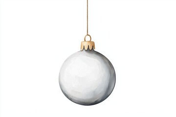 Watercolor Christmas Ornament Elegant Grey Bauble with Gold Topper