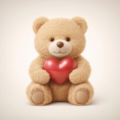 Obraz premium Adorable Teddy Bear Holding a Heart Symbol of Love and Affection