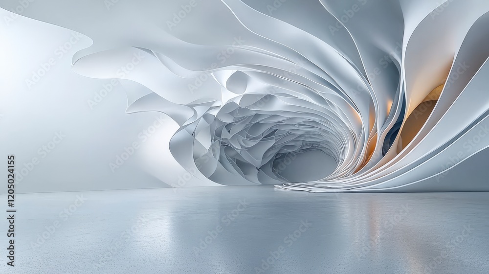 Poster Expanding shapes create a feeling of motion in a futuristic environment abstract art side view perspective