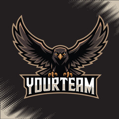 Eagle Raven Mascot Team Esports Logo Vector Illustration