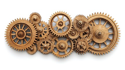 Interlocking Wooden Gears Mechanism of Teamwork and Collaboration.