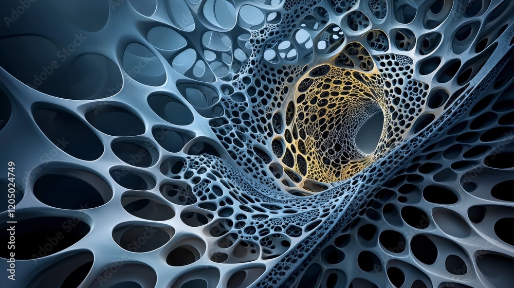 Poster Transforming surface textures in a fluid structure digital art abstract environment macro viewpoint conceptual design