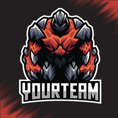 Monster Earth Lava Mascot Team Esports Logo Vector Illustration