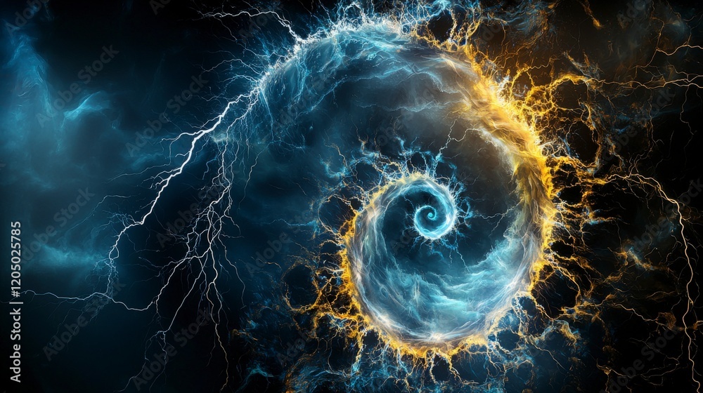 Poster abstract forms spiraling and shooting upward cosmic energy digital art surreal environment dynamic v