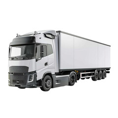 Fototapeta premium EV Logistic Trailer Truck or Electric Vehicle Lorry Isolated on a Transparent Background