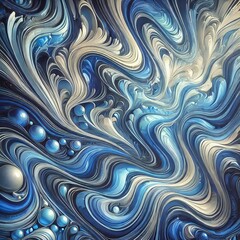 Fototapeta premium Abstract liquid marble background with highly saturated blue tones, featuring intricate swirling patterns and smooth gradients