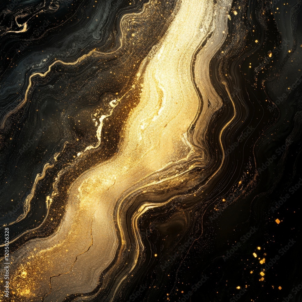 Aufkleber abstract shimmering golden light on dark background artistic display digital art contemporary close-