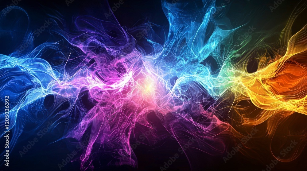Fototapete dynamic abstract sound wave patterns radiating outward in bright colors colorful background digital 