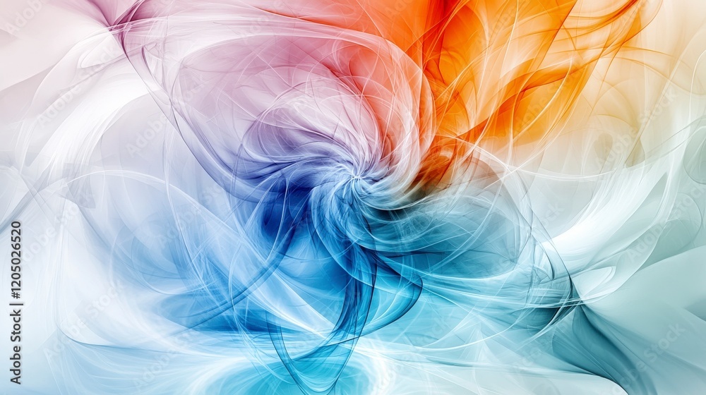Poster Abstract swirling shapes in cool tones digital art modern design creative space dynamic viewpoint artistic concept