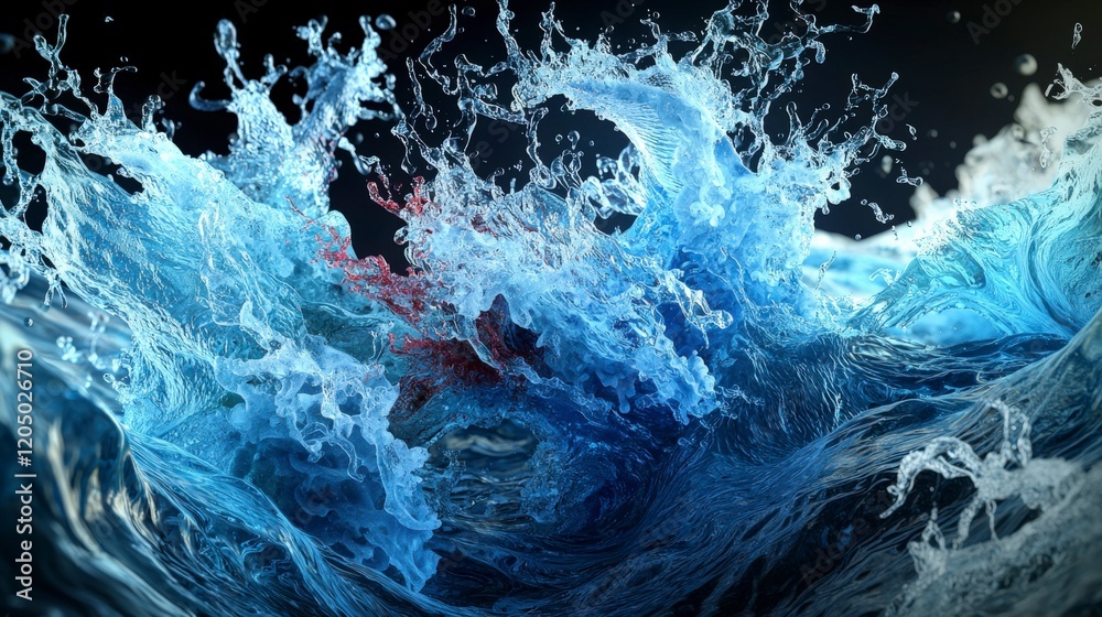 Leinwandbilder dynamic waves rolling and overlapping ocean surface abstract art dark background close-up sensory ex