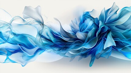 Fototapeta premium Dynamic abstract waves overlapping in blue shades artistic creation fluid art digital environment aesthetic viewpoint