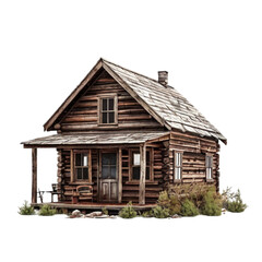 Rustic Log Cabin isolated