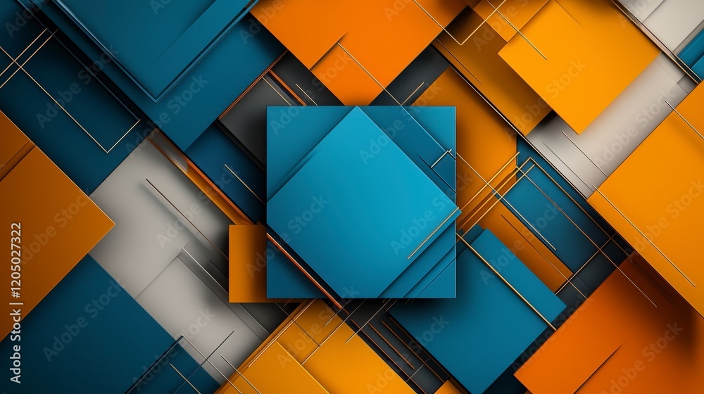 Aufkleber Dynamic geometric composition of bright colors abstract art digital design modern environment aerial view bold aesthetics