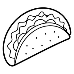Elegant Taco Outline Vector Illustration