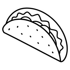 Elegant Taco Outline Vector Illustration
