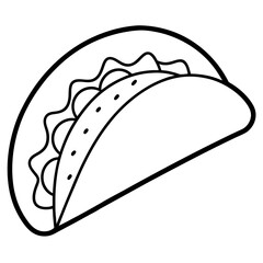 Elegant Taco Outline Vector Illustration