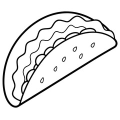 Elegant Taco Outline Vector Illustration