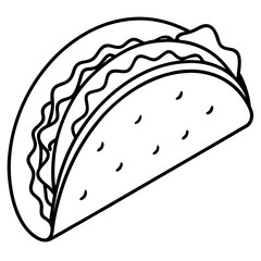 Elegant Taco Outline Vector Illustration
