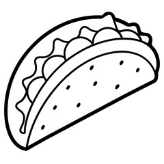 Elegant Taco Outline Vector Illustration