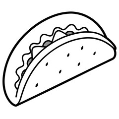 Elegant Taco Outline Vector Illustration