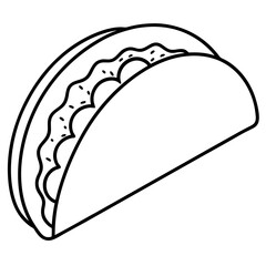 Elegant Taco Outline Vector Illustration