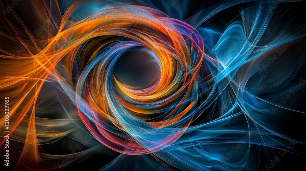 Leinwandbilder dynamic circular shapes rotating in space abstract art digital design vibrant environment eye-catchi