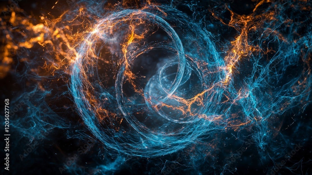 Aufkleber Dynamic circular shapes rotating in space abstract visual exploration digital art cosmic environment imaginative concept