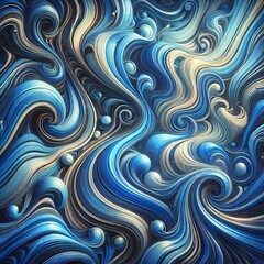 Obraz premium Abstract liquid marble background with highly saturated blue tones, featuring intricate swirling patterns and smooth gradients