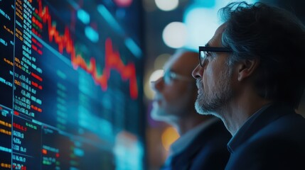 Corporate professionals discussing the impact of stock market trends on business profitability.