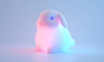 Glowing bunny, studio backdrop, pastel light, digital art, children's book