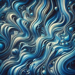 Fototapeta premium Abstract liquid marble background with highly saturated blue tones, featuring intricate swirling patterns and smooth gradients