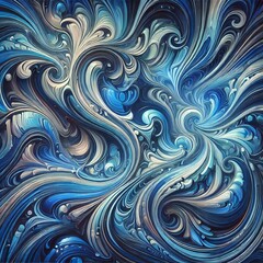 Fototapeta premium Abstract liquid marble background with highly saturated blue tones, featuring intricate swirling patterns and smooth gradients