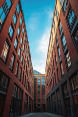 Fototapeta premium Narrow Alley Between Two Brick Buildings
