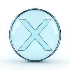 Glassy Blue X Mark Button Icon - 3D Render