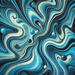Abstract liquid marble background with highly saturated blue tones, featuring intricate swirling patterns and smooth gradients
