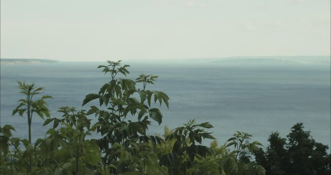 Volga river on a cloudy day
