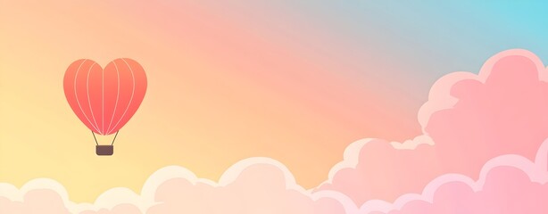 Heart shape hot Air Balloon with copy space