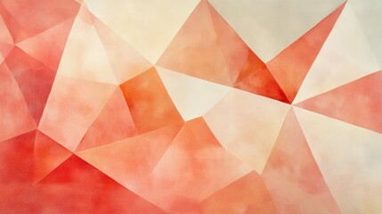 Abstract Coral and Beige Geometric Painting