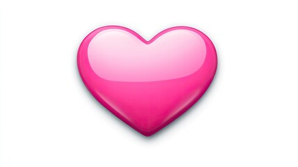 Obraz premium Glossy pink heart Icon on white background 