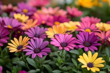 Colorful cape marguerite flowers blooming in garden