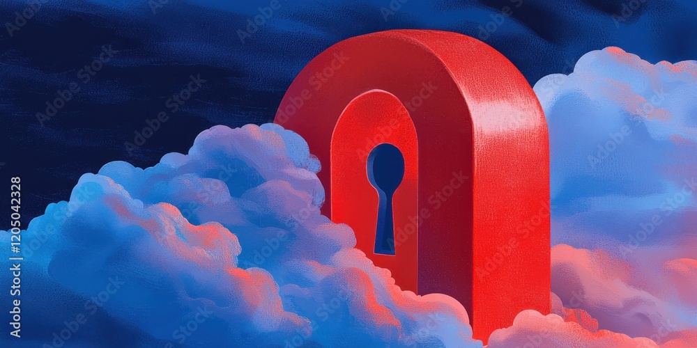 Poster data security digital environment cloud background conceptual art secure access visual representatio