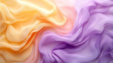 Obraz premium Soft Draped Fabric in Pastel Orange and Purple Hues