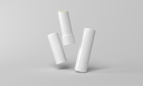  mockup flying empty white packing chapstick or lip balm