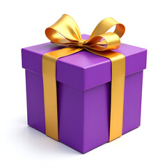 Obraz premium Purple Gift Box with a Golden Bow for valentines day