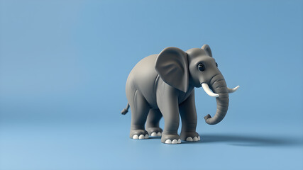 Minimalistic claymation 3d of asian elephant isolated. Generative AI